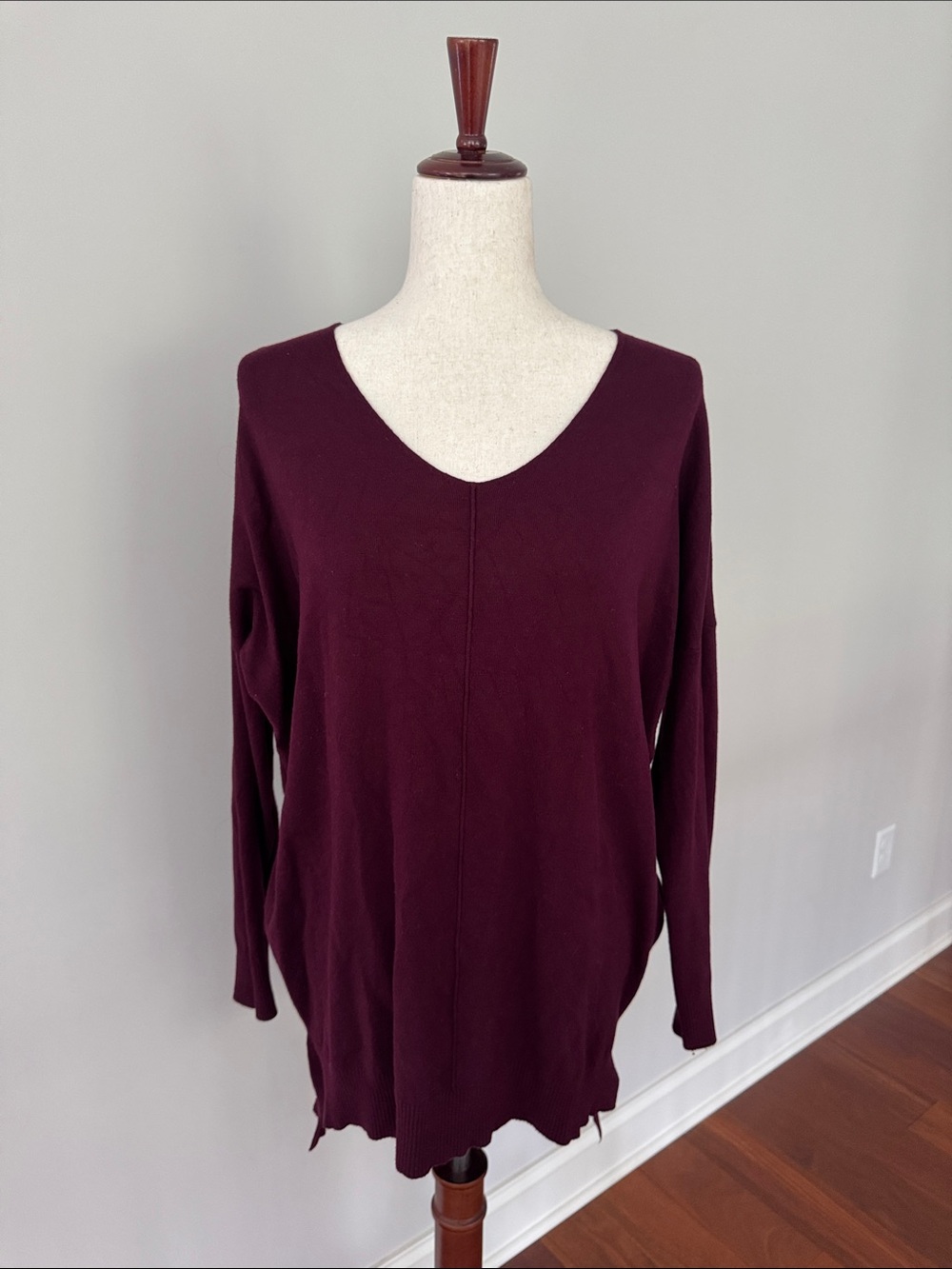 Dreamers V-Neck Long Sleeve Sweater - Burgundy - Size M/L